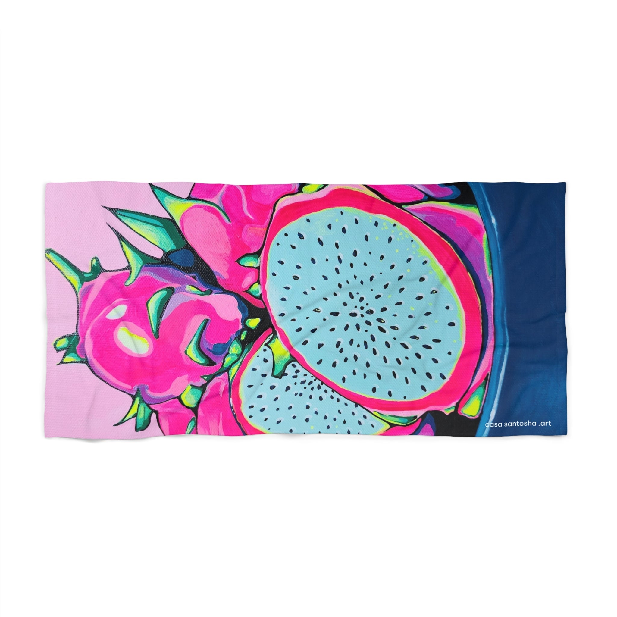 Neon Pink Dragon Fruit Beach Towel for Summer Fun and Vacation Essentials