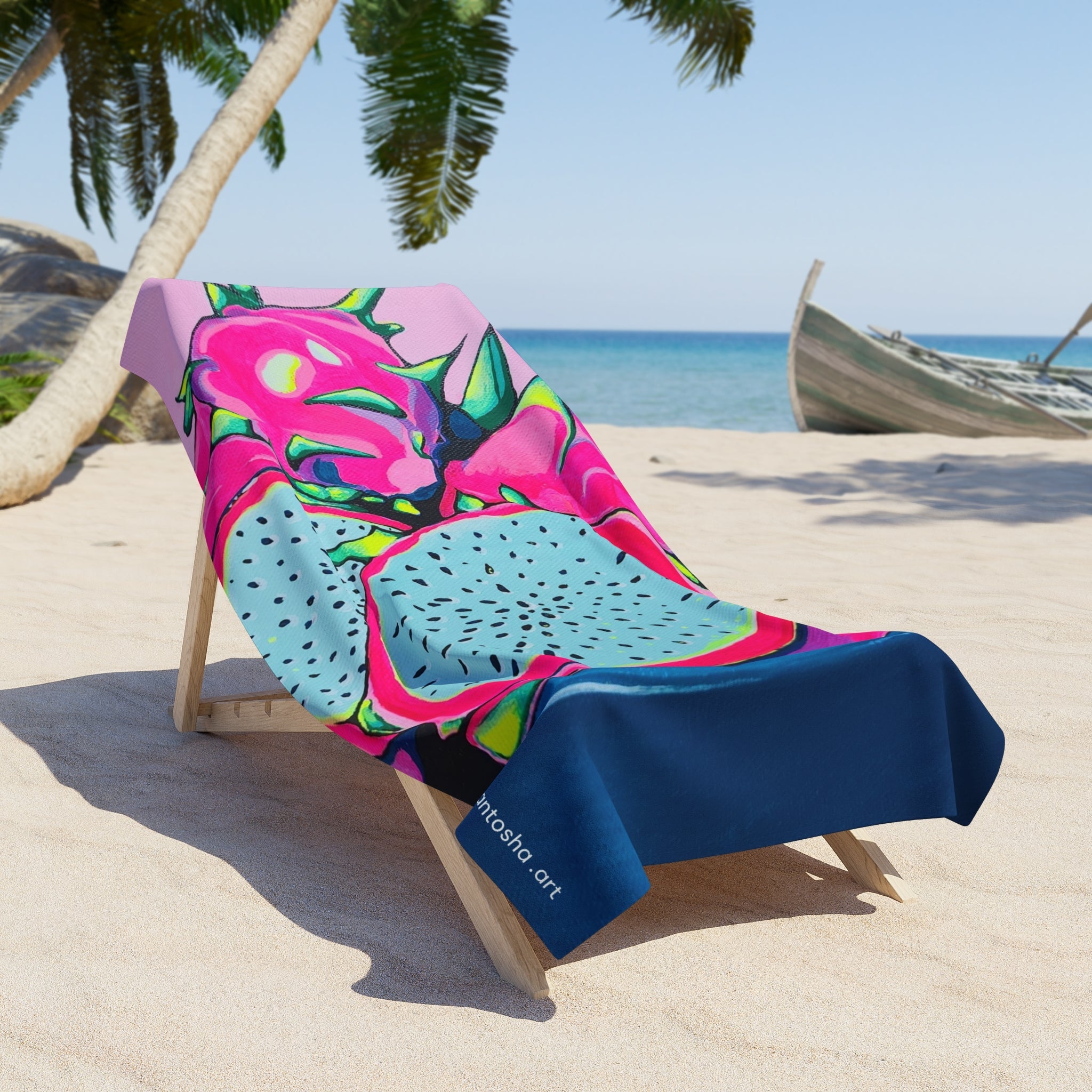 Neon Pink Dragon Fruit Beach Towel for Summer Fun and Vacation Essentials
