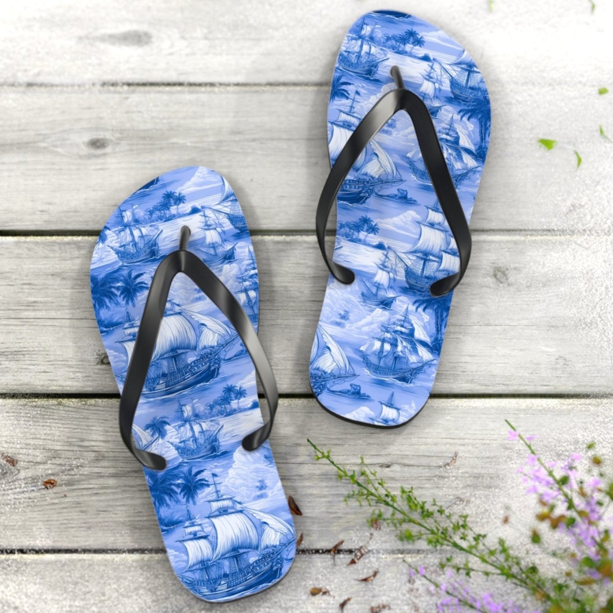 Ship Shape Flip Flops, Nautical Beach Sandals