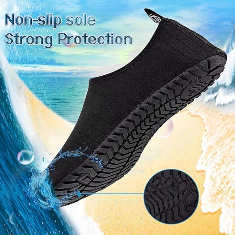NWT New Hersteller Mens Size 7.5 Black Barefoot Non Slip Sole Sports Water Shoes